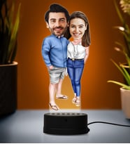 Doğum Günü Hediyesi,Sevgiliye Hediye, Kişiye Özel Fotoğraflı En Tatlı Çift Karikatür 3D Led Lamba (Beyaz)