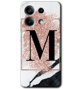 Poco X6 Kılıf HD Desen Baskılı Kılıf - Pembe Mermer Desenli M Harfi