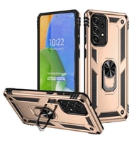 Galaxy A73 Kılıf Zore Vega Yüzüklü Standlı Zırh Kılıf (Gold)