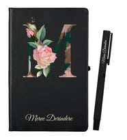 Kişiye Özel Arkadaşa Hediye Siyah Defter ve Siyah Roller Kalem Seti