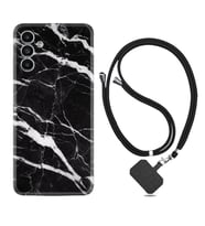 Samsung A23 A31 A32 A50 A51 A52 A53 A70 Kılıf Boyun Askılı Silikon Siyah Şerit Mermer 1318