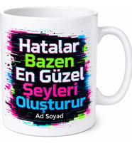 Glitch Art Temalı Baskılı Kupa Bardak Hediye Özel Tasarım Porselen Mug