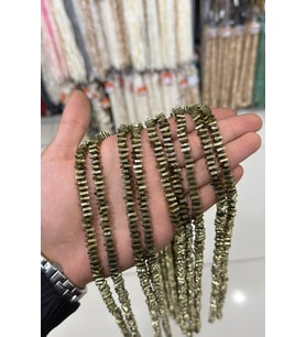 Hematit Taşı Dikdörtgen Kesim 4x6mm-Pütürlü Antik Sarı Doğal Taş Dizi