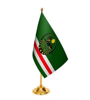 Masa Üstü Çeçenistan İçkerya Bayrağı + Pirinç Direk Masa Bayrak Seti