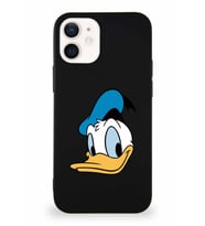 Apple iPhone 12 Soft Premier Kapak Donald Duck-B Tasarımlı Silikon Kılıf - Siyah (Şeffaf)