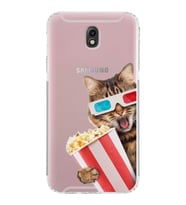 PrintiFy Samsung Galaxy J7 Pro ile Uyumlu Kedi 1 Kamera Korumalı Şeffaf Kılıf