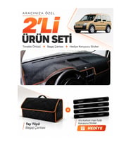 e-biz FORD CONNECT (2002-2008) Uyumlu Torpido Örtüsü + Tay Tüyü Çanta - Siyah-Kahverengi - FO016