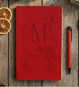 Kişiye Özel Çiçekli M Harfli Defter Doğum Günü Hediyesi (Kırmızı)