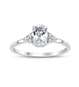 White Topaz Oval Tektaş Yüzük