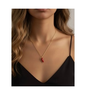 Kırmızı Biber Kolye  Şans Uğuru Nazarlık Takı  Kadın Chili Charm Kolye