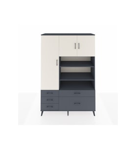 Hyperion Dolap 9 Raflı 5 Çekmeceli 3 Kapaklı 132x44x195 Antrasit-Aytaşı/Antrasit