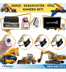 Ekskavatör Dozer Greyder Vinç Kepçe Uzaktan İzlemeli 4 Kameralı 320 Gb Harddisk Kamera Seti