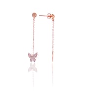 Kelebek Model Zirkon Taşlı Rose Kaplama Gümüş Kadın Küpe 201025011