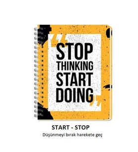 DEFFTER JUST SPİRALLİ SERT KARTON KAPAK A5 ÇİZGİLİ DEFTER 80YP. STOP THINKING START DOING