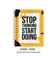 DEFFTER JUST SPİRALLİ SERT KARTON KAPAK A5 ÇİZGİLİ DEFTER 80YP. STOP THINKING START DOING