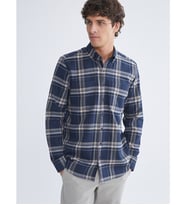 LCWAIKIKI Classic Lacivert Regular Fit Uzun Kollu Ekose Gabardin Erkek Gömlek
