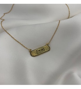 Kişiye Özel 925 Ayar Gümüş Yara Bandı I'm Ok Kolye (Gold)