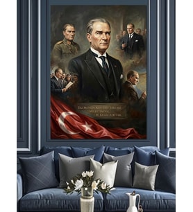 Mustafa Kemal Atatürk Portre Çalışması Dekoratif Kanvas - Mdf Ahşap Tablo