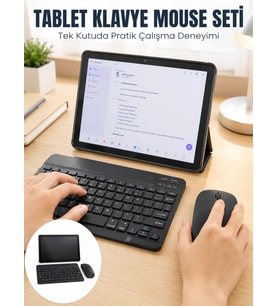 Sım Kartlı Android Tablet Bluetooth Klavye Kablosuz Mouse Geniş Ekran Ve Taşınabilir Kullanım Seti
