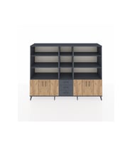 Hyperion Dolap 11 Raflı 3 Çekmeceli 4 Kapaklı 220x44x163 Antrasit-Çam/Antrasit