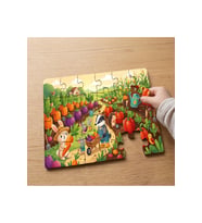 Sebze Tarlasında Çalışkan Hayvanlar Tasarımlı 24 Parça Ahşap Çocuk Puzzle