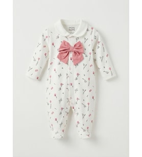 Fiyonklu Kız Bebek Tulumu Bebe Yaka Patikli Kız Bebek Tulumu
