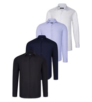 DÖRTLÜ SET G726 DEWBERRY GÖMLEK-SİYAH-BEYAZ-LACİVERT-LİLA (Karışık)
