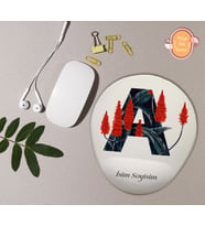 Kişiye Özel Baş Harf Desenli Mousepad Bilek Destekli