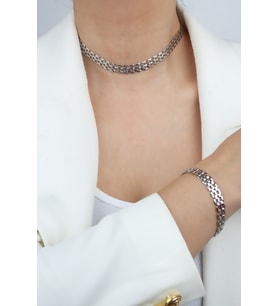Geçme Zincir Choker Kolye Bileklik Set