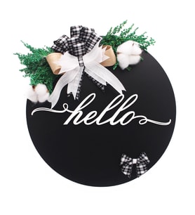 35cm Kapı Süsü Hello Yazılı Pamuk Çiçekli (STD)