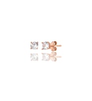 925 Gümüş Pirlanta Montürlü Tektaş küpe-4mm (Rose)