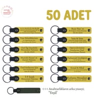 Sarı & Yeşil, Kuaför Dükkanı Müşterilerine Özel, 50’li Set, Kişisel Mesajlı Deri Anahtarlık