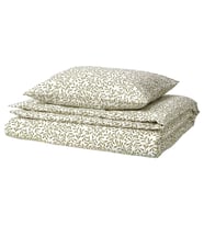 Ikea SORGMANTEL beyaz-yeşil 150x200/50x60 cm tek kişilik nevresim seti (Yeşil-Beyaz)