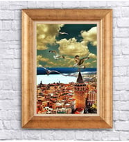 Altın Varaklı  Çerçeveli Paspartulu Tablo uu1358 (Gold)