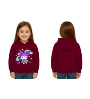 Unisex Baskılı Çocuk Swaetshirt Kapüşonlu 3 İplik Şardonlu Kuromi baskılı (Bordo)