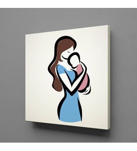 BEBEĞİNİ KUCAĞINA ALAN ANNE KANVAS TABLO 150x150cm
