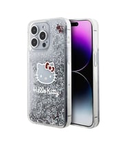 Apple iPhone 15 Pro Max Uyumlu Kılıf Hello Kitty Orjinal Lisanslı İkonik Sıvılı Glitter Kapak (Renksiz)