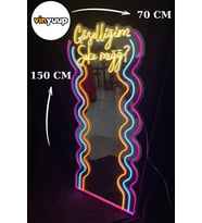 Güzelliğim Şakamığğ? Dekoratif Neon LED Yazı Pleksi Ayna 71x150 cm
