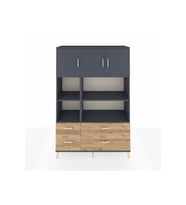 Hyperion Dolap 8 Raflı 4 Çekmeceli 3 Kapaklı 132x44x195 Antrasit-Antrasit/Çam