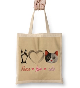 Peace Love Cats Awesome Gift Fashion Women Peace Love cats Funny Summer Female Bez Çanta Uzun Saplı