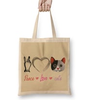 Peace Love Cats Awesome Gift Fashion Women Peace Love cats Funny Summer Female Bez Çanta Uzun Saplı