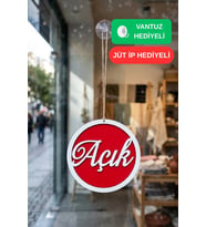 Üç Katlı El Yazılı Modern Açık/Kapalı Tabelası - Akçaağaç-Ceviz