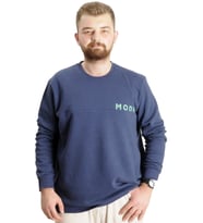 Mode XL Büyük Beden Erkek Sweatshirt Bisiklet Yaka Mode 23529 İndigo