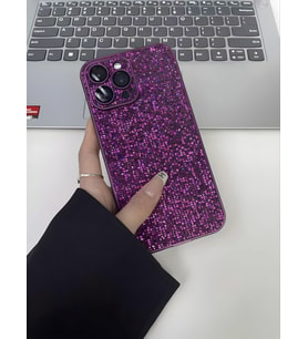 Apple iPhone 11 Uyumlu Taşlı Simli Kamera Lens Korumalı Kılıf (Mor)