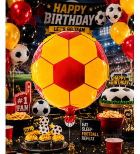 Sarı Kırmızı Futbol Topu Folyo Balon 18 İnç 45 CM Taraftar Parti Süsü GS