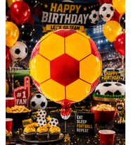 Sarı Kırmızı Futbol Topu Folyo Balon 18 İnç 45 CM Taraftar Parti Süsü GS