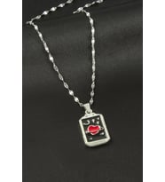 Kalp Çelik Tarot Kolye (Gümüş)