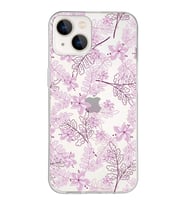 Apple iPhone 13 Uyumlu Kapak Floral Pudra Tasarımlı Şeffaf Silikon Kılıf