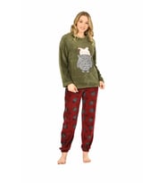 Jiber Kadın Welsoft Kışlık Pijama Takımı 3917 - 1 Adet (Haki)