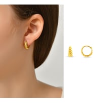 DKMN Gümüş Kıvrım Desenli Küpe Kadın Gümüş Küpe (Gold)
